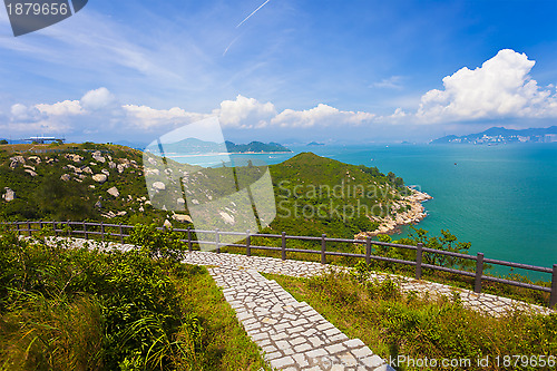 Image of Hiking path in the mountains in Hong Kong