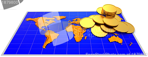 Image of Coins and map