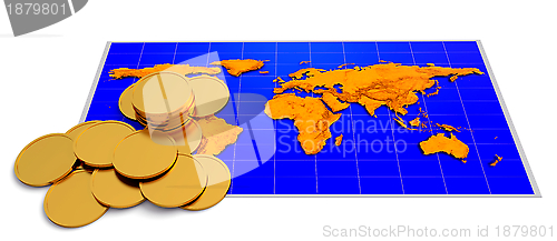 Image of Coins and map