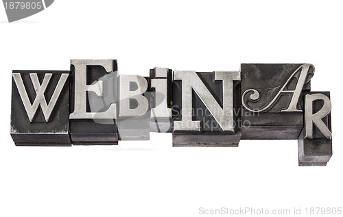 Image of webinar in metal type