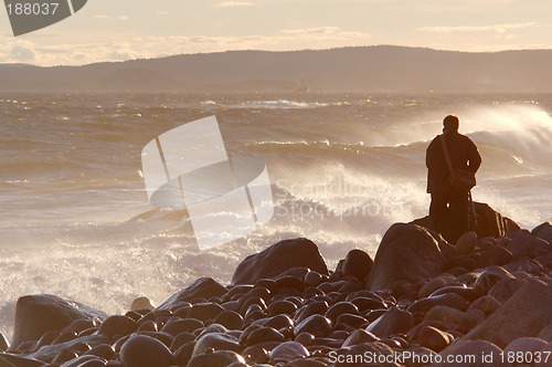 Image of Person on a rocky beach.
