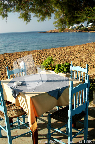 Image of beach side dining in greece