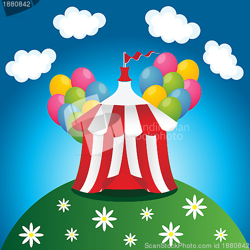 Image of red circus tent