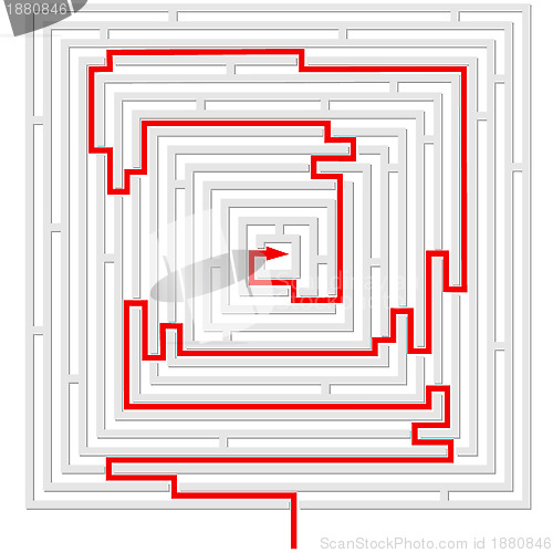 Image of grey maze with red solution