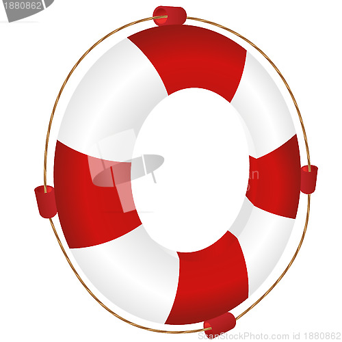 Image of red ring-buoy with rope