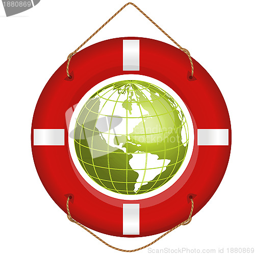 Image of globe and lifesaver