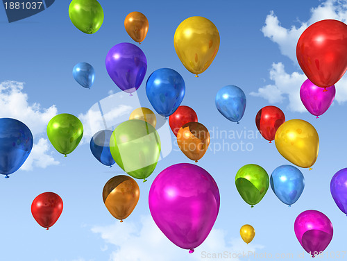 Image of colored balloons on a blue sky