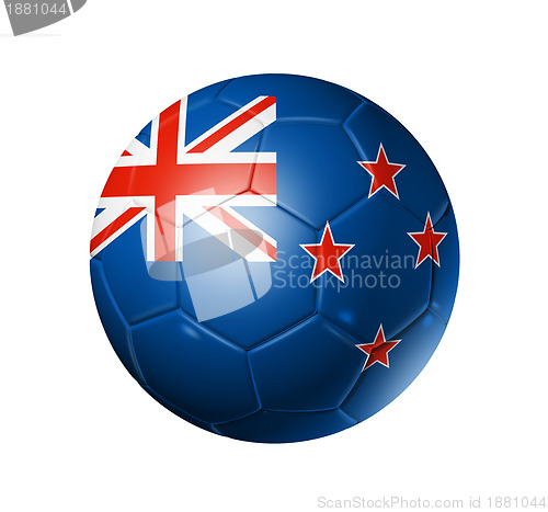 Image of Soccer football ball with New Zealand flag
