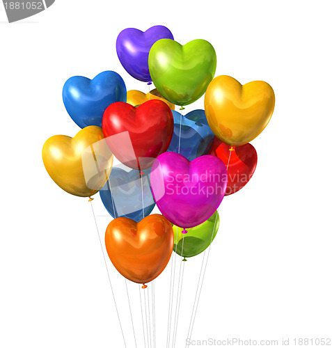 Image of colored heart shape balloons isolated on white