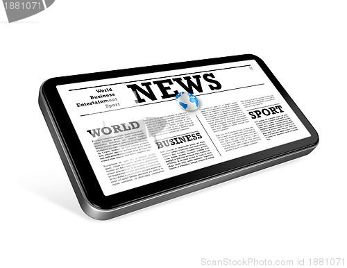 Image of News on a mobile phone isolated on white