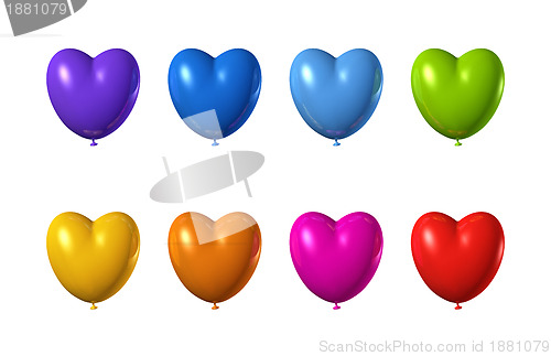 Image of colored heart shape balloons set isolated on white