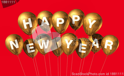 Image of gold happy new year balloons