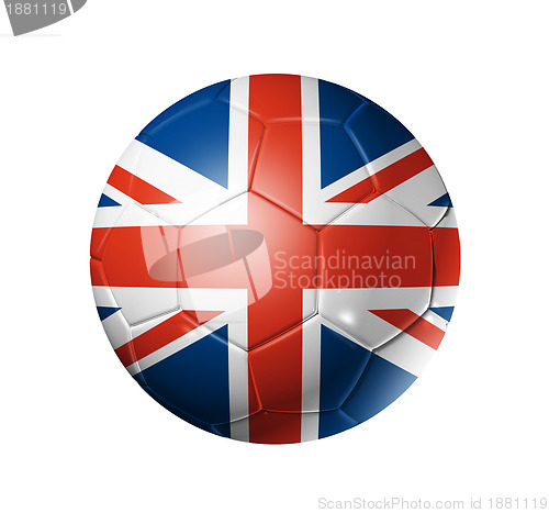 Image of Soccer football ball with UK flag