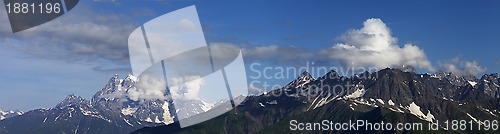 Image of Panorama of high mountains in nice day