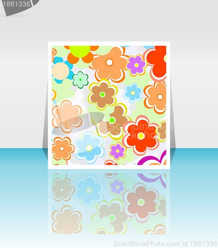 Image of Design background of spring flowers brochure. Birthday, easter