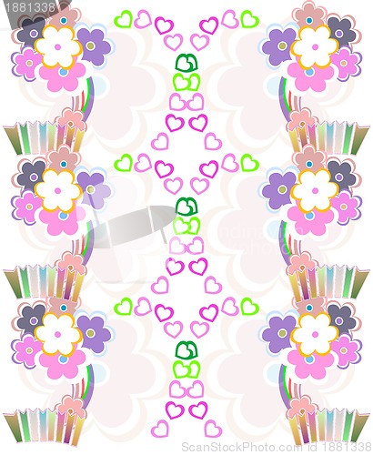 Image of Seamless flower retro background vector pattern