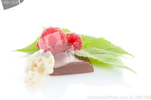 Image of berries with waffle and cocolate