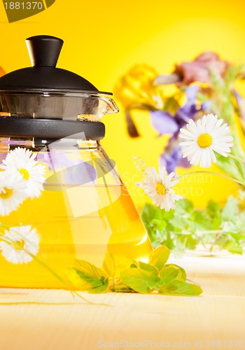 Image of teapot in the country house