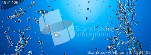 Image of water bubbles in blue water
