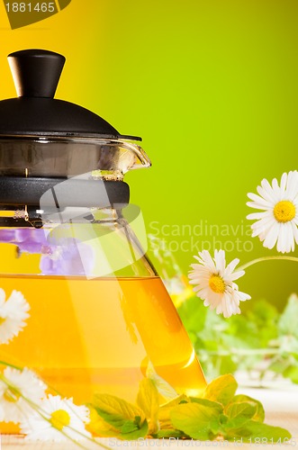 Image of teapot with hot herbal tea