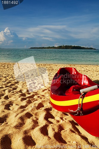 Image of kayak on the sandy beach