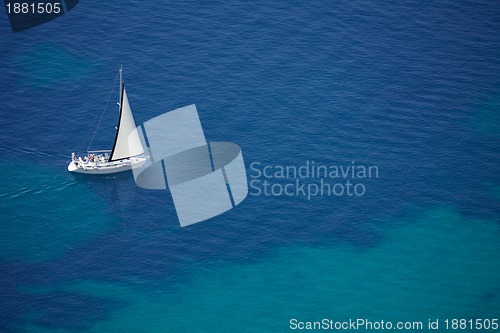 Image of sailboat in calm Adriatic sea