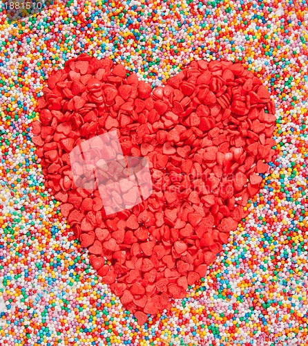 Image of Heart shape made of candies