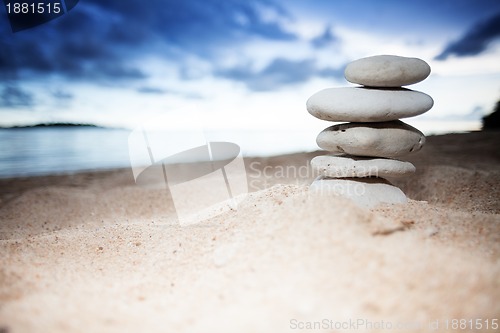 Image of pile of stones on the seashore