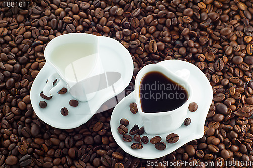 Image of Cup of milk and coffee cup