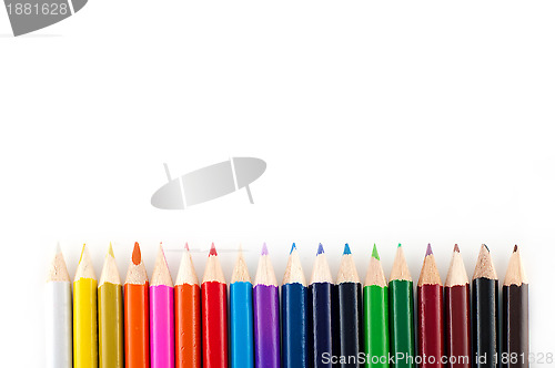 Image of A lot a pencils isolated on a white background.