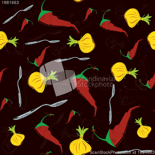 Image of Water color onion pepper seamless