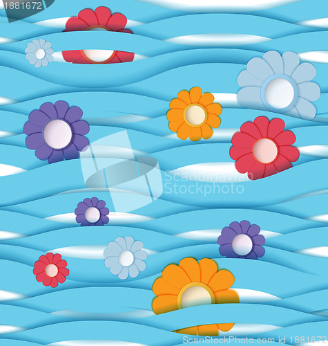 Image of Flowers on ribbon background