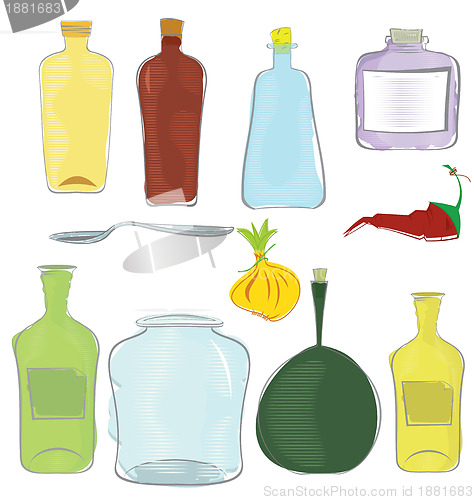Image of Water color jars icon set