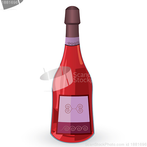 Image of Bottle with pink wine raster illustration