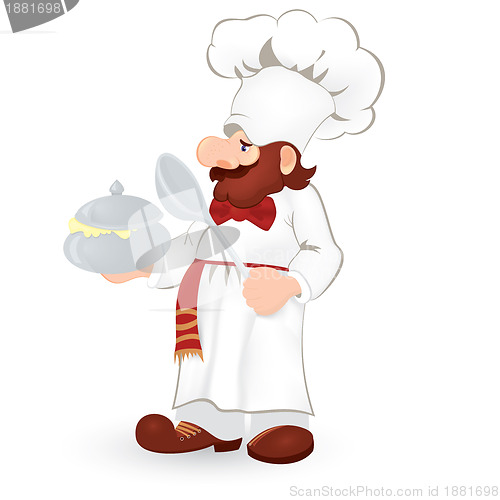 Image of Cook in white uniform raster illustration