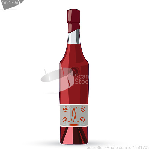 Image of Bottle of pink wine raster illustration