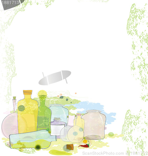 Image of Water color jars copy space