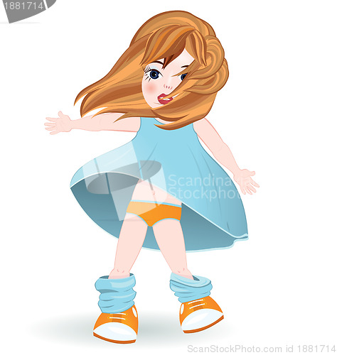 Image of Girl in blue dress raster