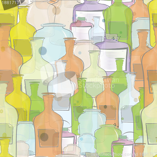 Image of Water color bottles seamless raster