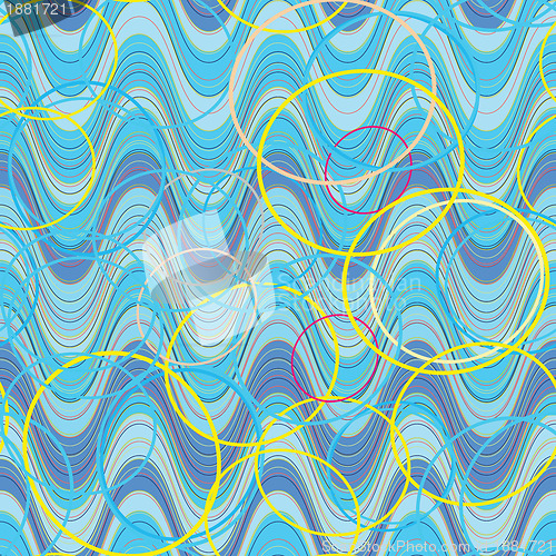 Image of Waves and circles seamless pattern