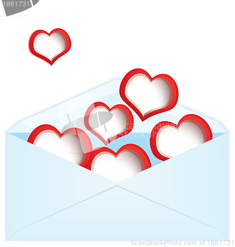 Image of Red hearts and envelope