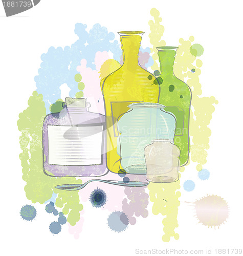 Image of Water color jars and bottles vector