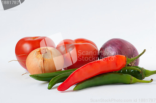 Image of Tomatoes,green and red pepper, onion