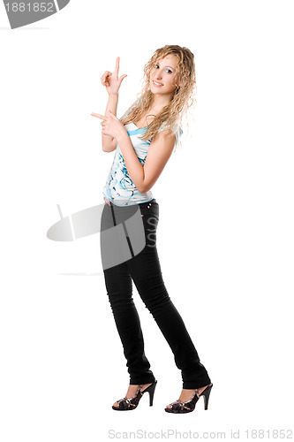Image of Young playful blond woman