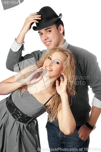 Image of Portrait of happy young couple