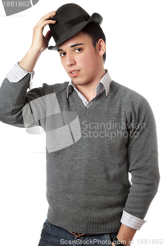 Image of Handsome man wearing black hat