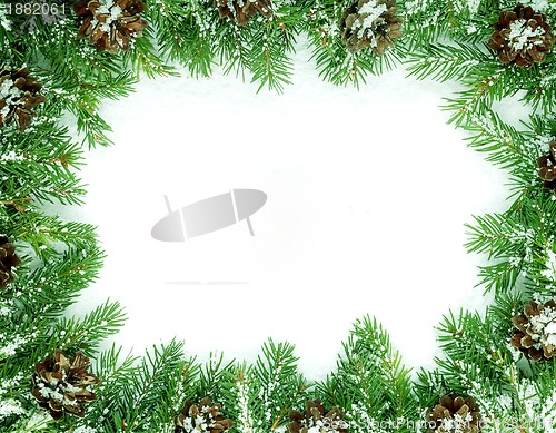 Image of Christmas framework with snow and cones