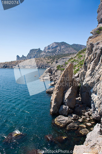 Image of Summer view seacoast. Sudak beach. Black Sea, Ukraine