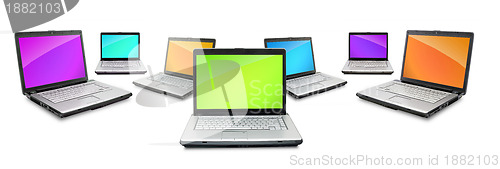 Image of Open laptops