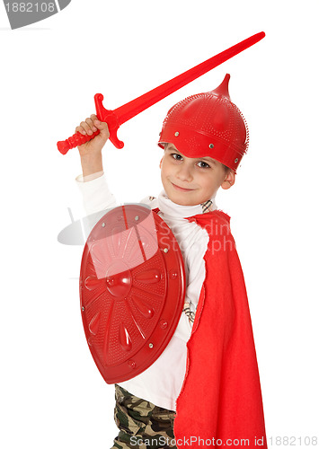 Image of Young Boy Dressed Like a knight